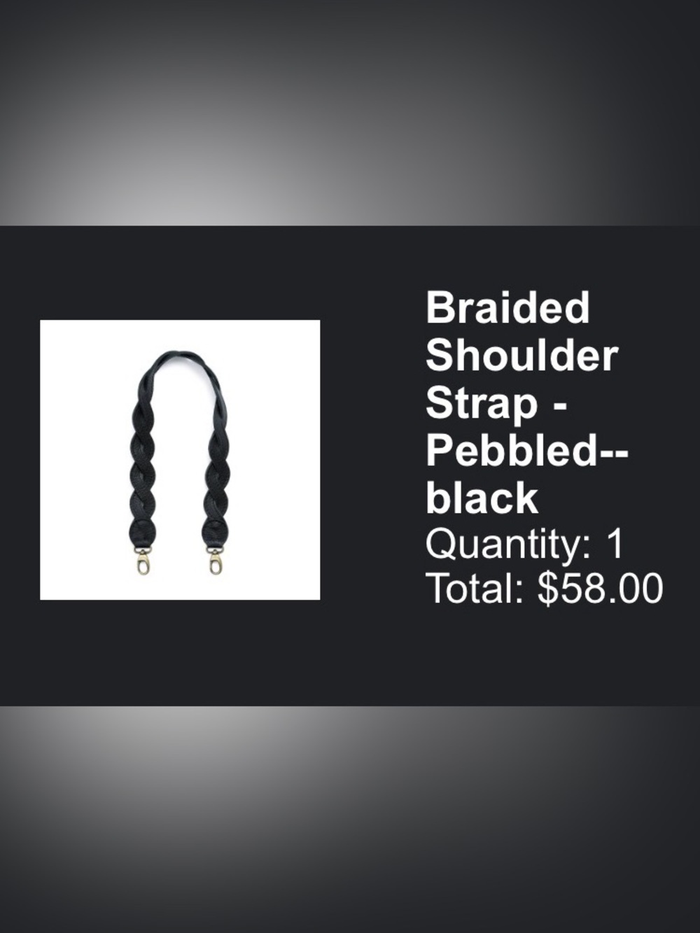 Portland Leather Braided Pebbled Shoulder Strap - Black